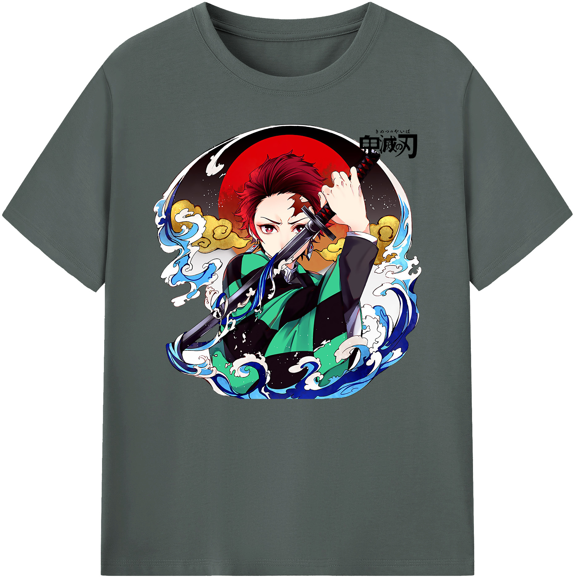 （画像用） 鬼滅の刃 竈門 炭治郎／かまど たんじろう Kamado Tanjirou 綿100％ メンズ半袖Tシャツ｜肌触りやわらか＆通気性